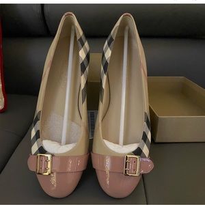 Nude pink Heritage Burberry Check Avon Ballerinas